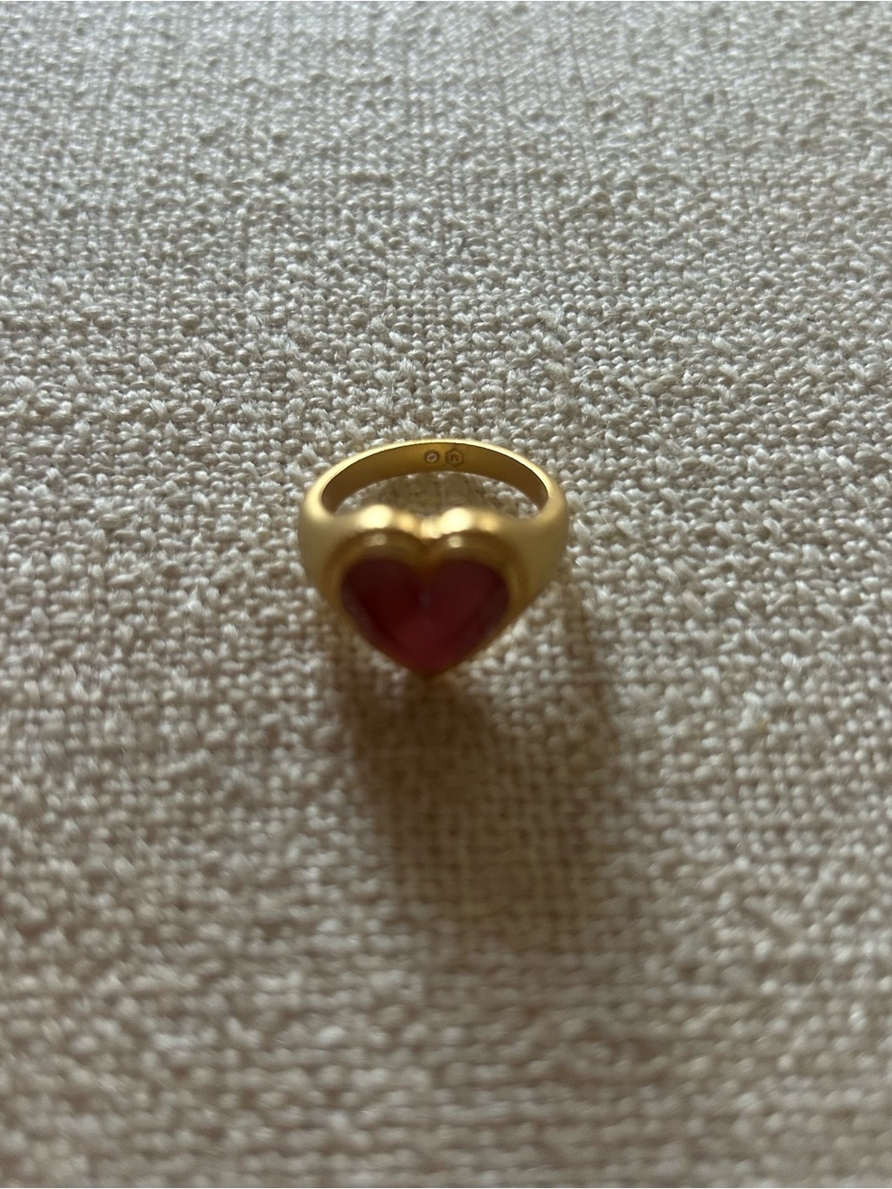 Julie Vos Gold Heart Signet Ring with Blush Pink Gem - Women Jewelry - Picture 2 of 3
